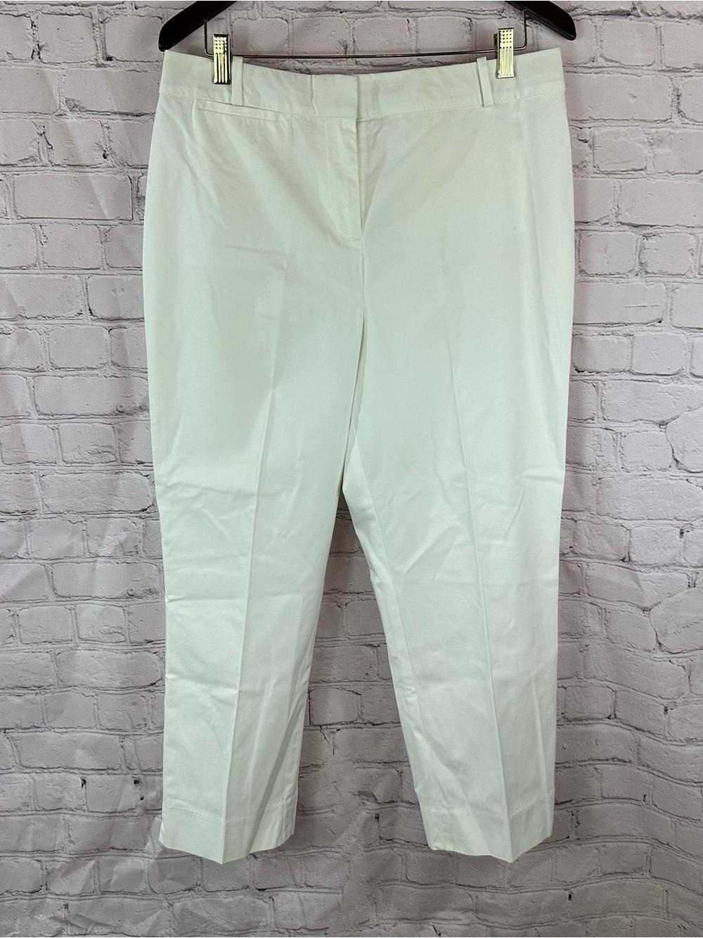 Talbots curvy White Cropped Dress Pants women 12 summer minimalist classic cas